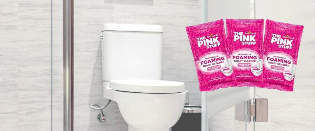 Pink Stuff Cleaning Products - Miracle Foaming Toilet Bowl Cleaner Limescale Remover Powder (3 Sachets) with 2 Crevice Brushes | Pink Stuff Toilet Cleaner, Toilet Foam Cleaner