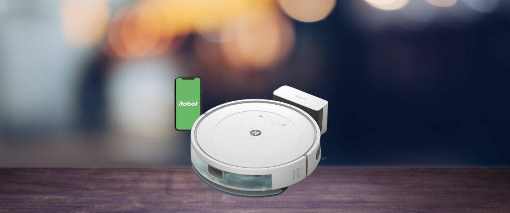 iRobot Roomba Combo Essential Vacuum and Mop Robot, Powerful Vacuuming and Mopping, 4-Stage Cleaning System, 3 Suction Levels, Spot Cleaning, Controllable via App, Buttons or Voice, White