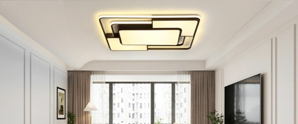KIWIVIC Ceiling Lights Modern, Ceiling Lights Living Room with Remote Control, 90 x 60 cm LED Ceiling Light Black Dimmable 3000K-6000K for Bedroom Living Room Office Lounge [Energy Class F]
