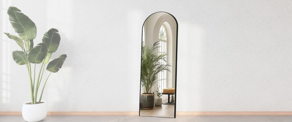 LunaMirror Full Length Mirrors Free Standing Floor Mirror Full Body Wall Mirror for Bedroom Living Room and Entrance, Rectangle Gold Frame, 147x44 CM
