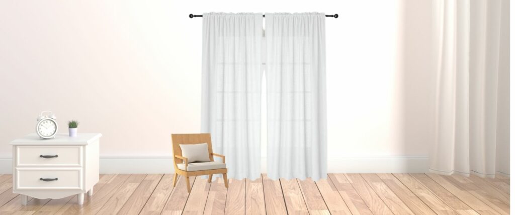 Melodieux 2 Panel Faux Linen Voile Net Curtains Semi Sheer Rod Pocket Drapes for Bedroom, Living Room, Window - White, 55 x 89 inch drop (140 x 225cm)