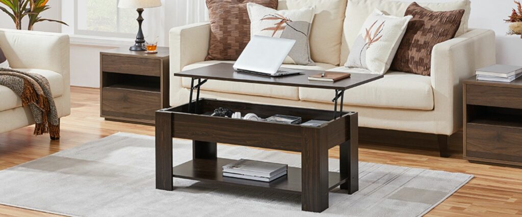Yaheetech Wood Coffee Table, Lift Top Coffee Table with Storage, Lift Up Coffee Table for Living Room Furniture, Modern Rectangular Lifting Tea Table, Espresso