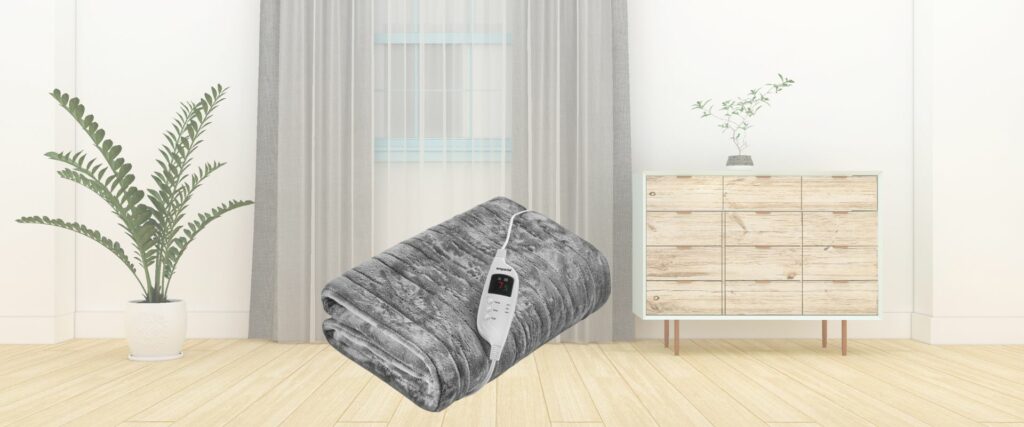 Emperial Luxury Heated Blanket | Electric Blanket | Extra Large Heated Throw with Digital Remote, 9 Heat Settings & 9hr Timer, Machine Washable Fleece - 160cm x 130cm (Grey)